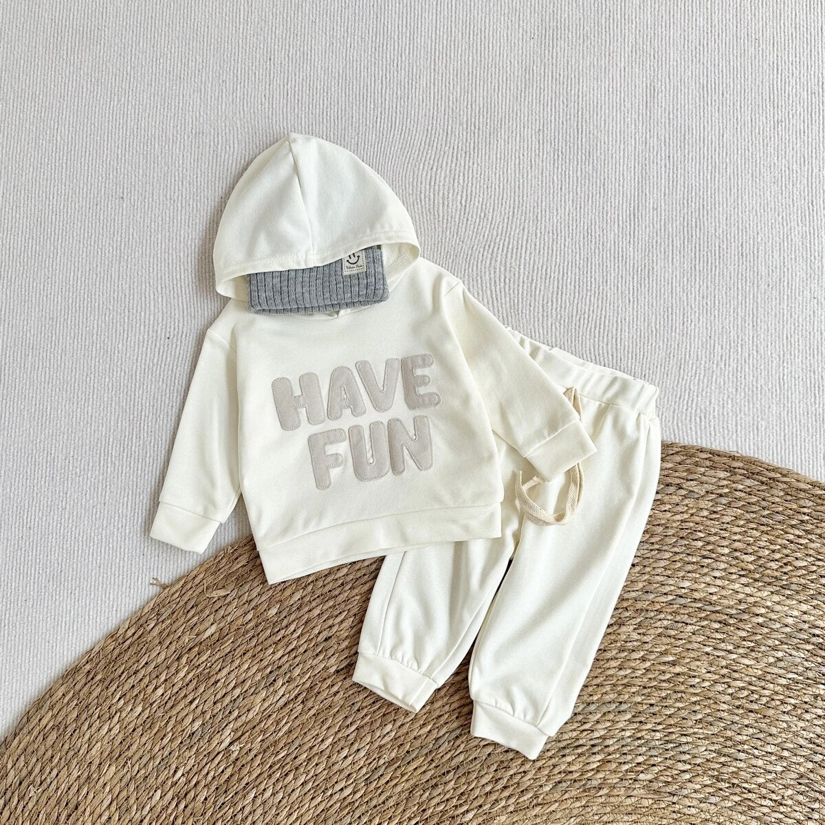 'HAVE FUN' Letter Patch Jogger Set