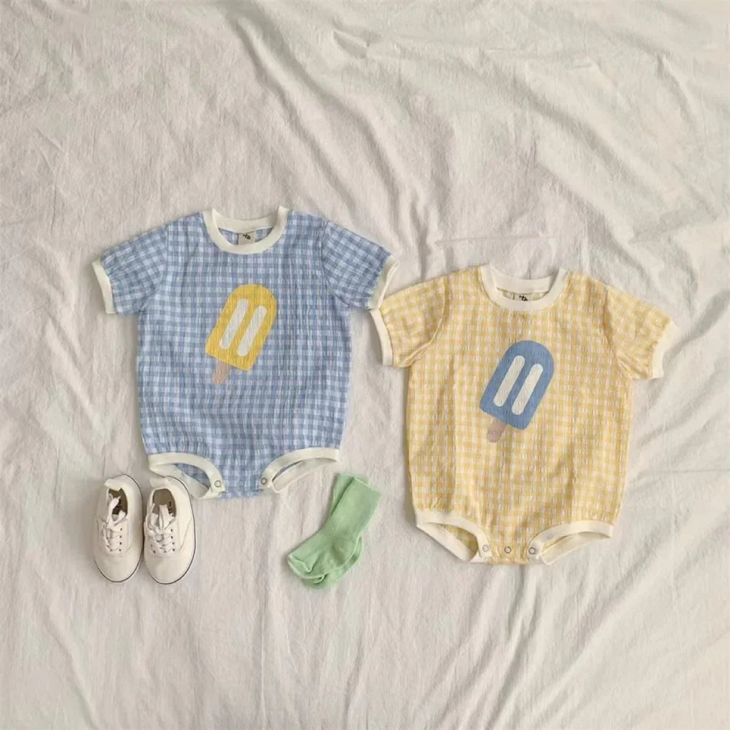 Cute Popsicle Plaid Onesie