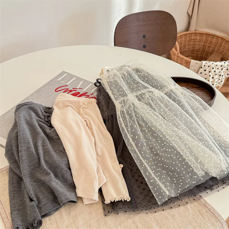 Sling Gauze Dress & Solid Top Set