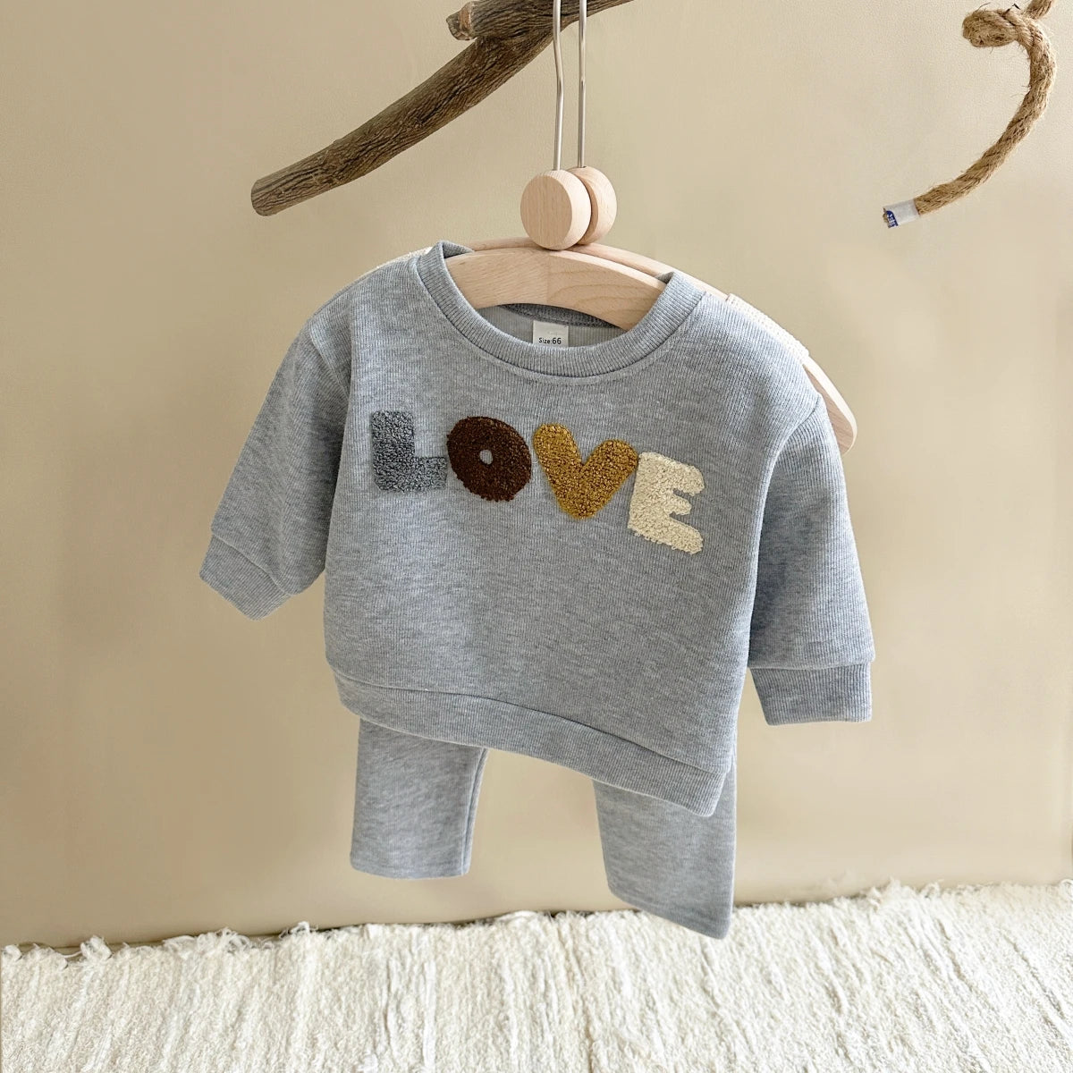 'LOVE' Long-Sleeve Sweatshirt & Pants Set