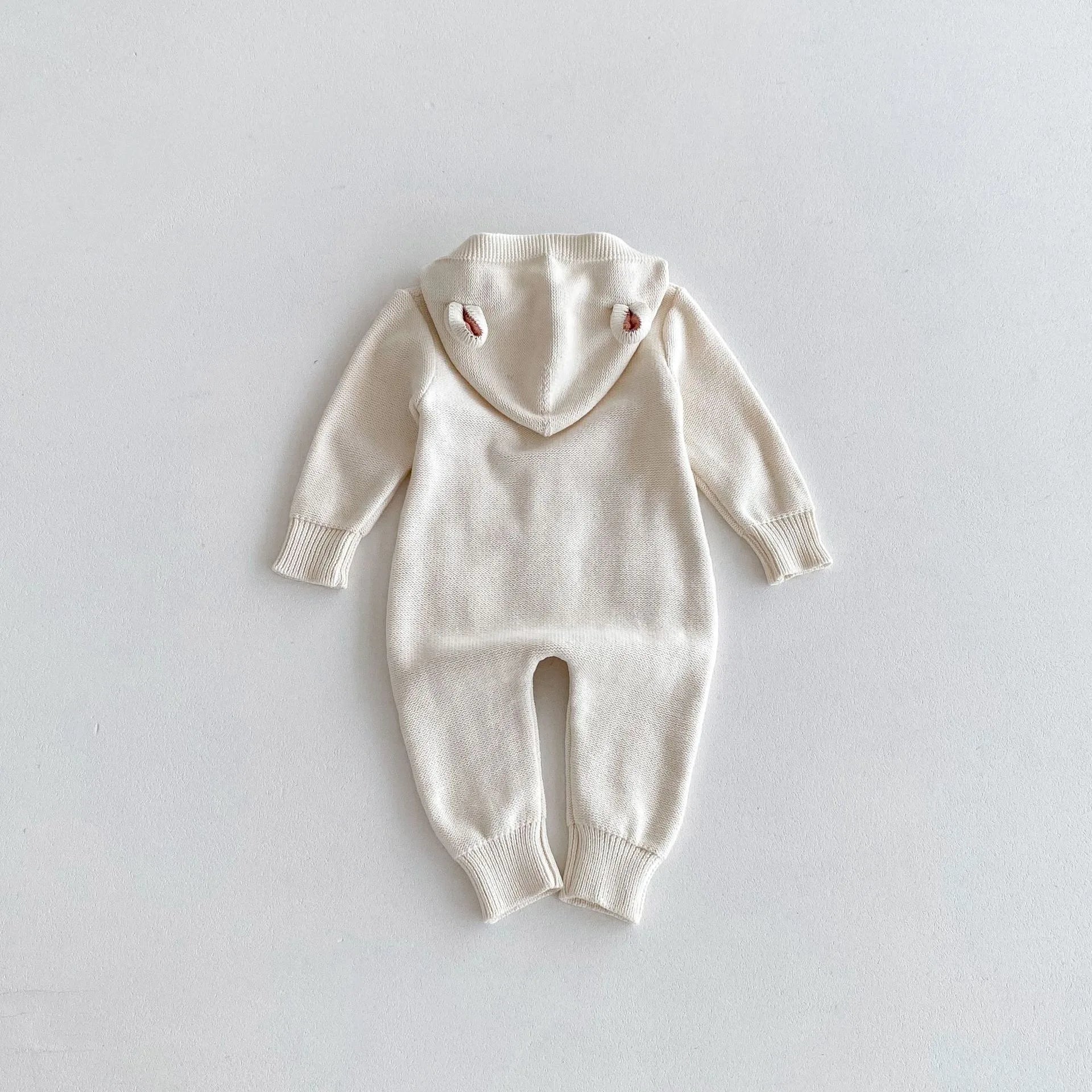 Hooded Button-Down Knit Romper