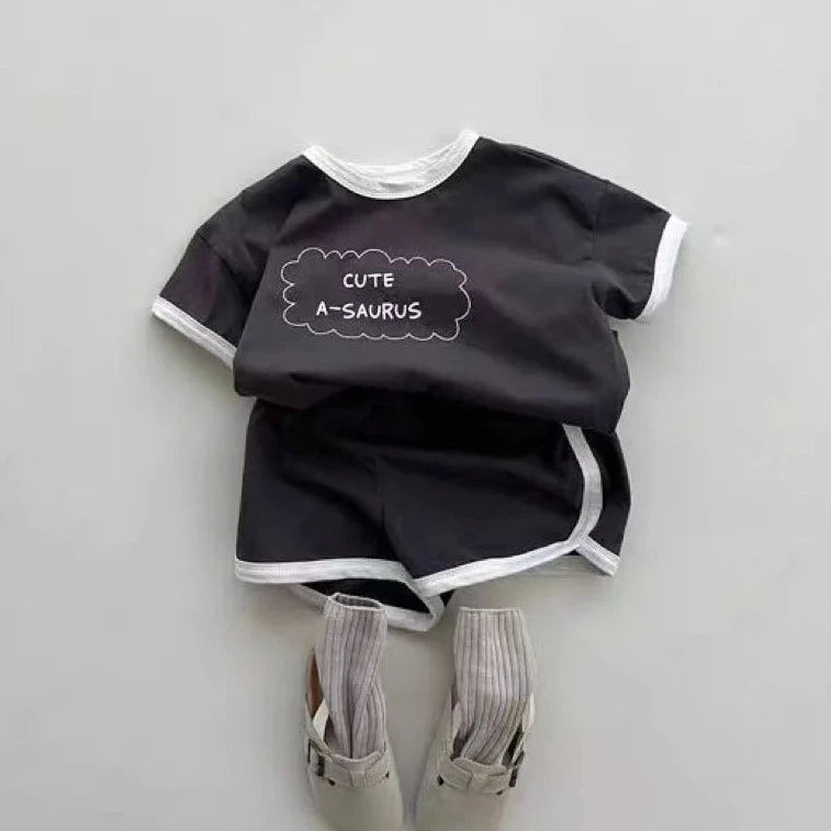 'CUTE A-SAURUS' Tee & Shorts Set