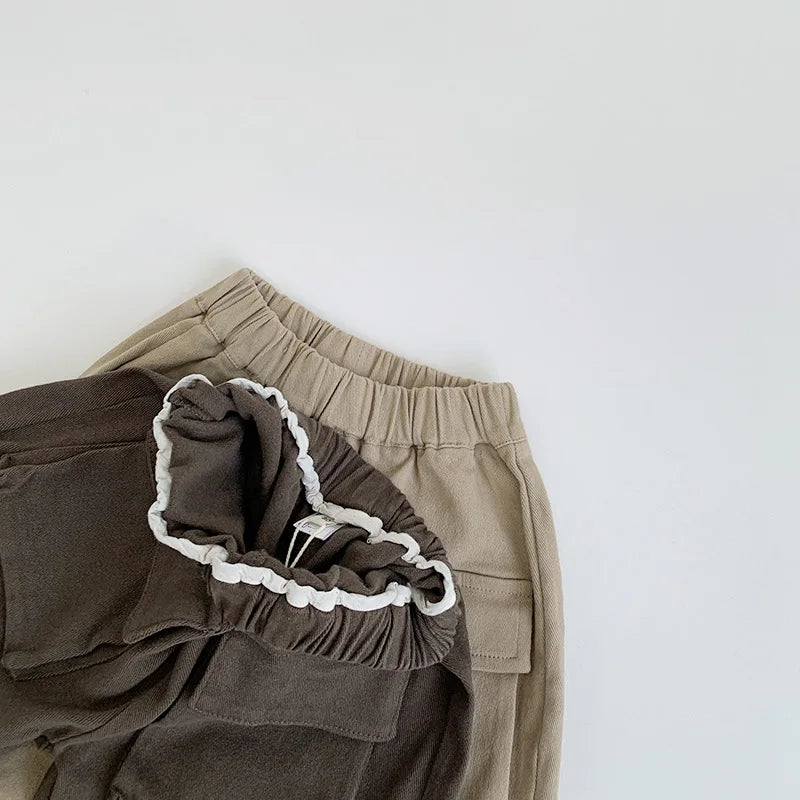 Casual Big Pocket Solid Pants