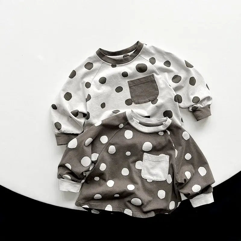 Vintage Long-Sleeved Polka Dot Tee