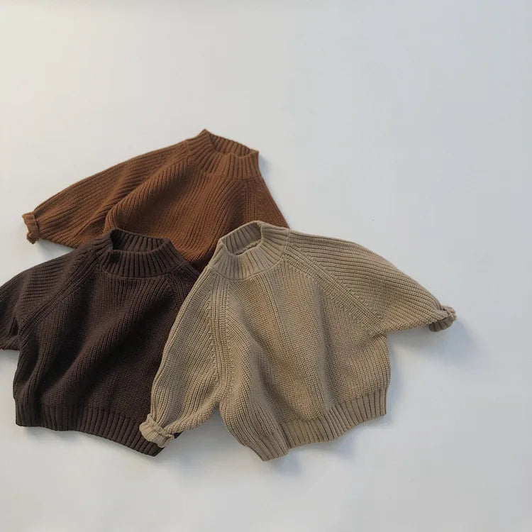 Thick Turtleneck Knitted Solid Pullover