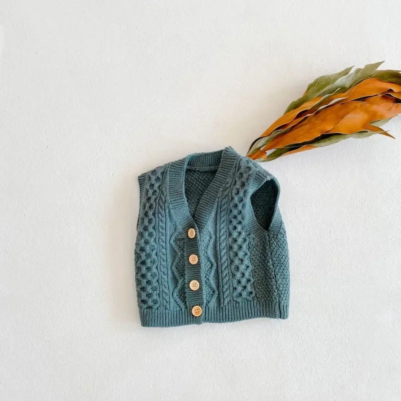 V-Neck Button-Down Knit Vest