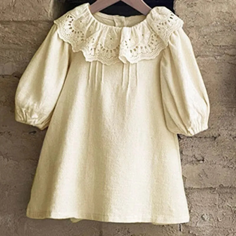 Boho Lace Collar Long-Sleeved Dress