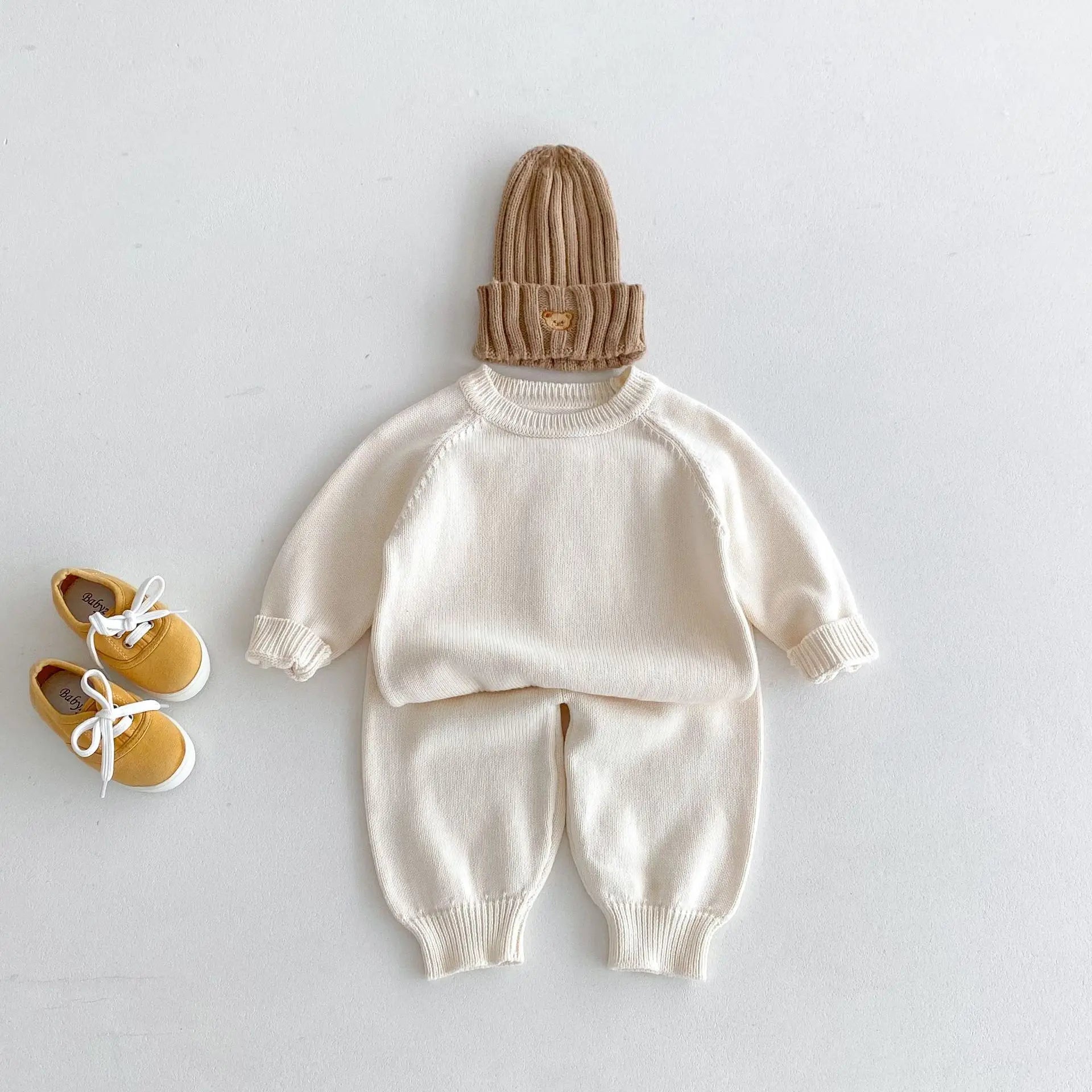 Knit Solid Long-Sleeve Set