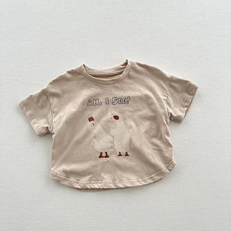 'AH, I SEE!' Cute Cartoon Print Tee