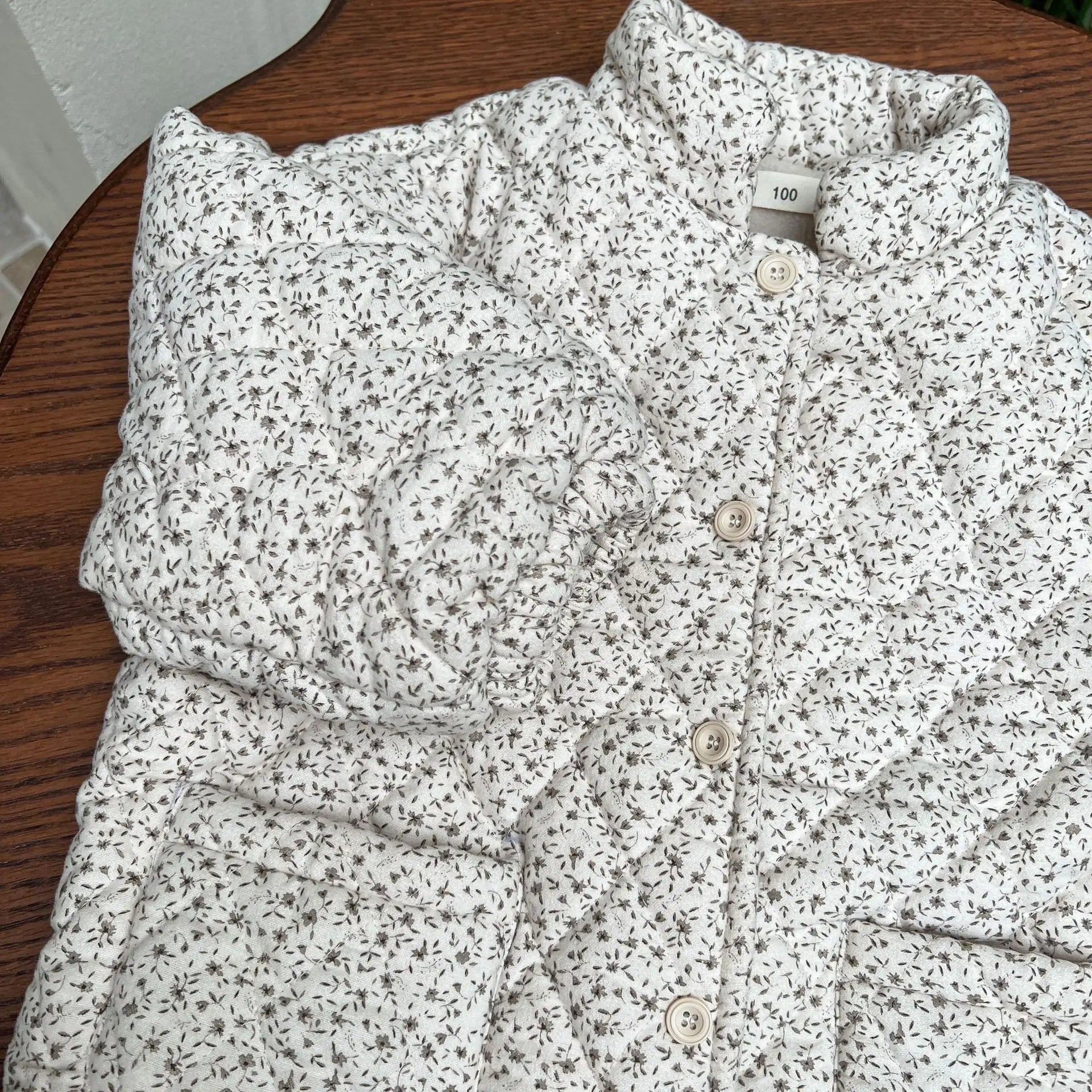 Floral Fleece-Lined Cotton-Padded Jacket
