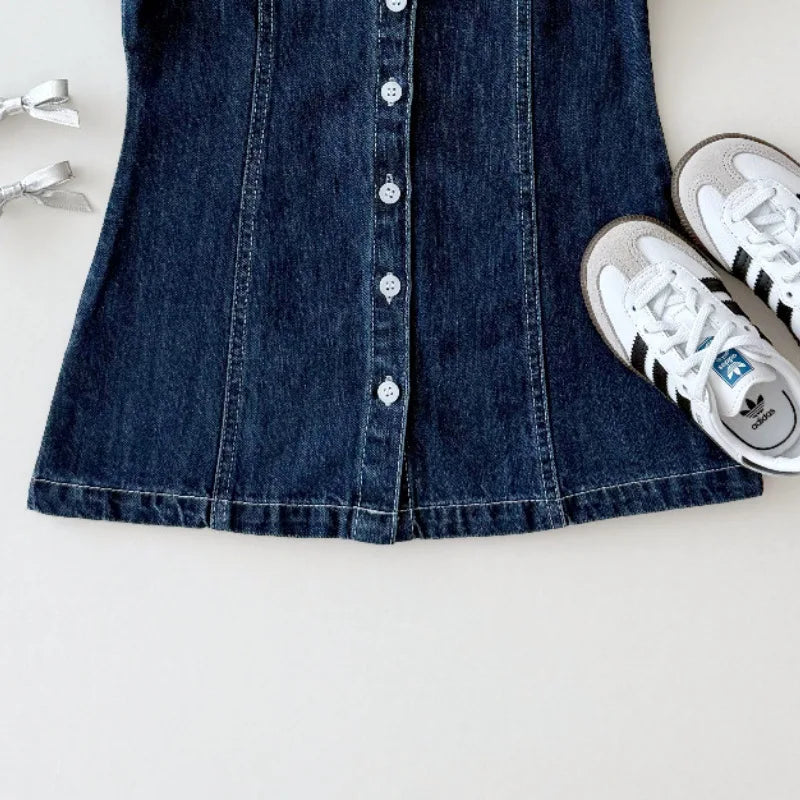 Short Sleeve Collar Denim Dress