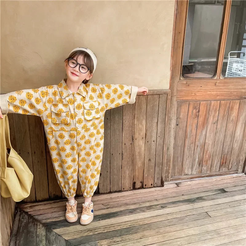 Girls' Long Sleeve Cargo Jumpsuit