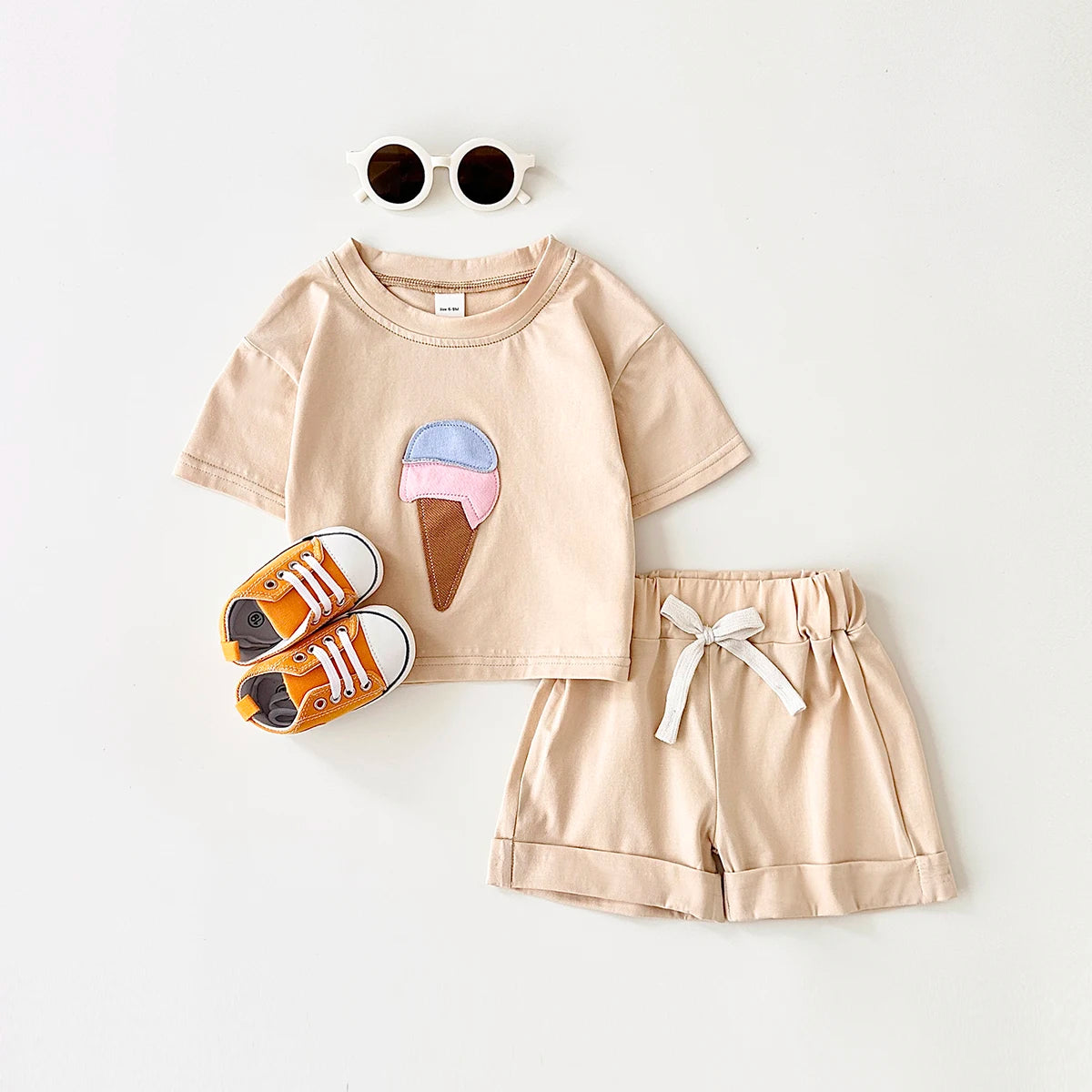 Ice Cream Print Tee & Shorts Set