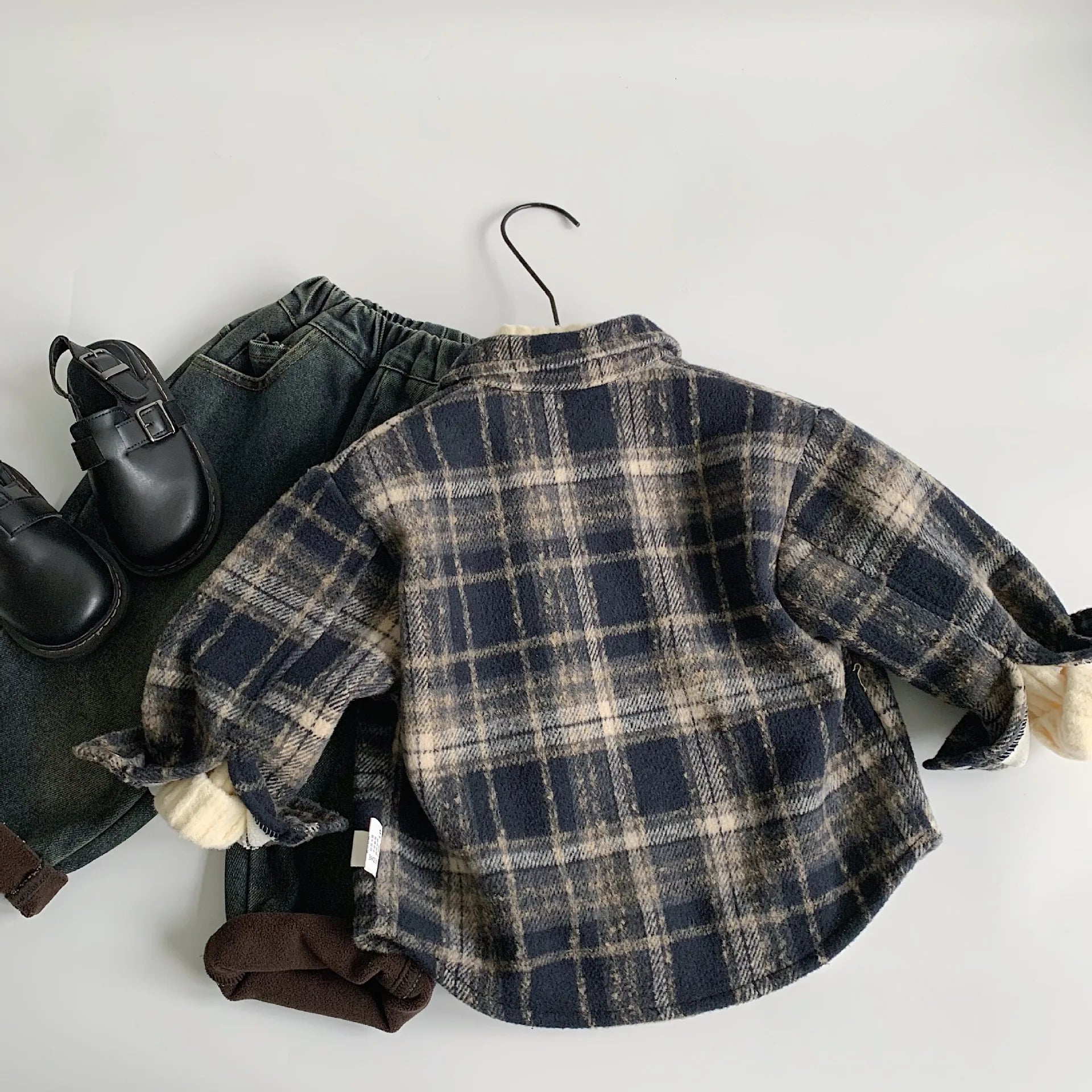 Boys Retro Plaid Fleece Shirt