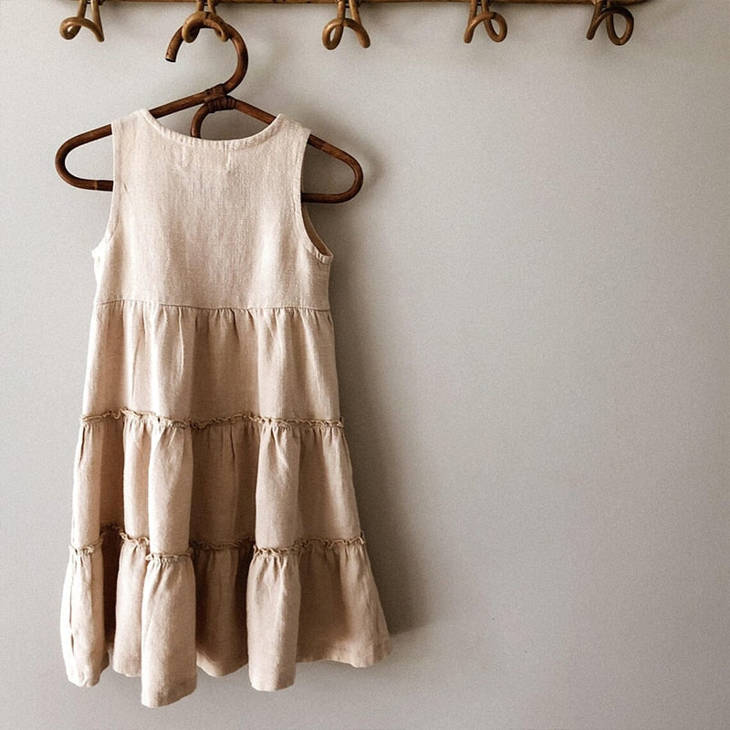 Girls' Bohemian Long Maxi Linen Dress