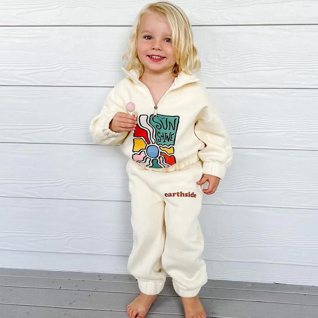 Warm Half-Zip Fleece Jacket & Pant Set