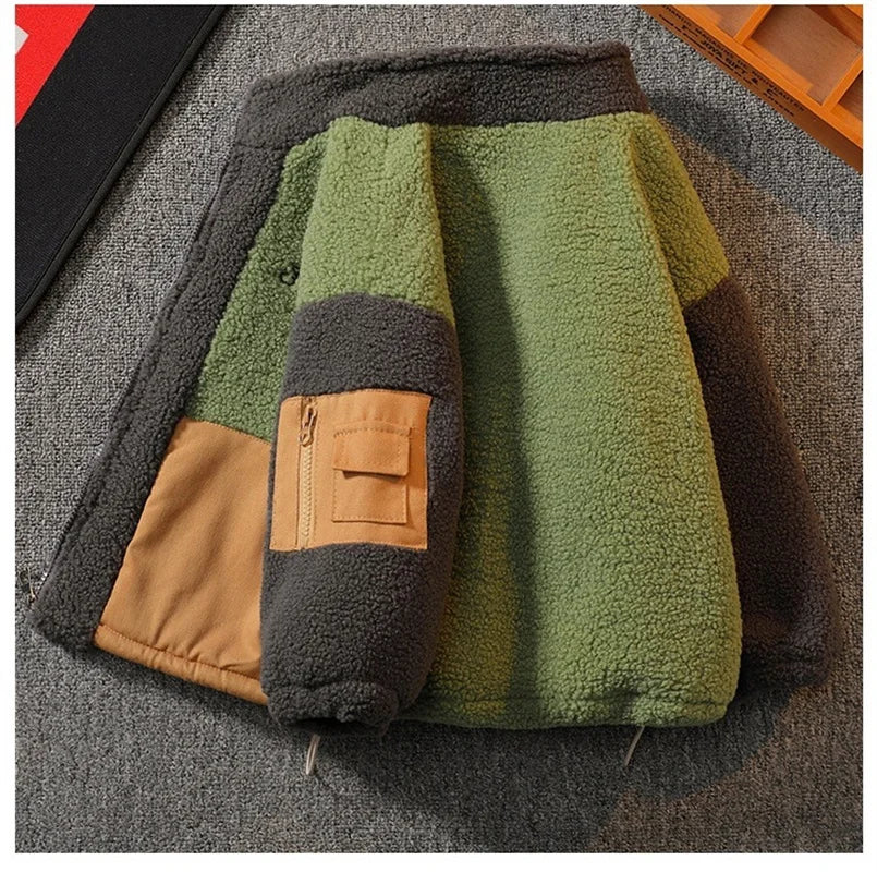 Color-Block Thick Sherpa Jacket