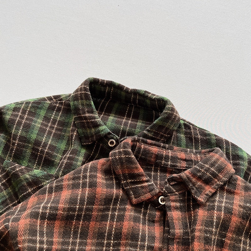 Vintage Plaid Long-Sleeved Shirt
