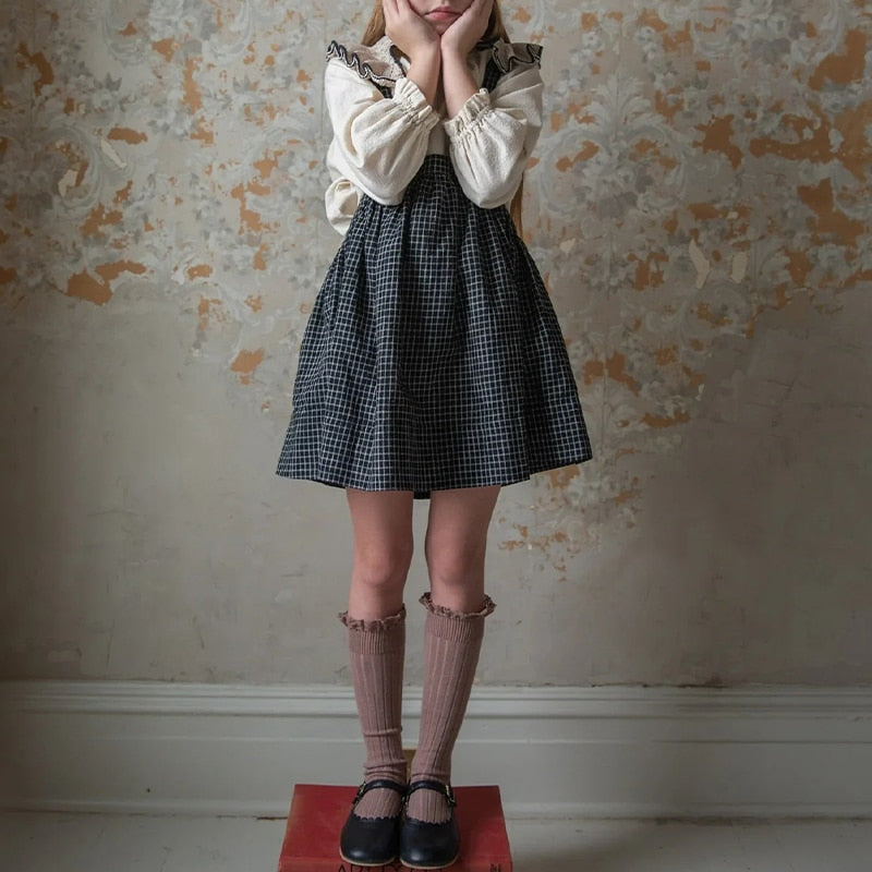 Vintage  Black Plaid Pinafore Dress