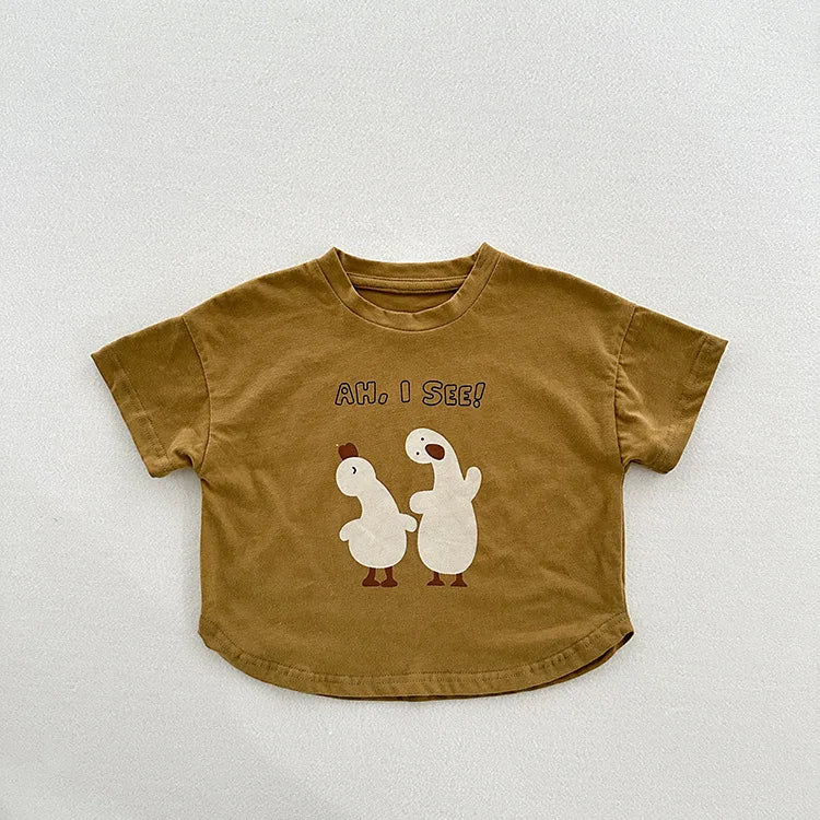 'AH, I SEE!' Cute Cartoon Print Tee