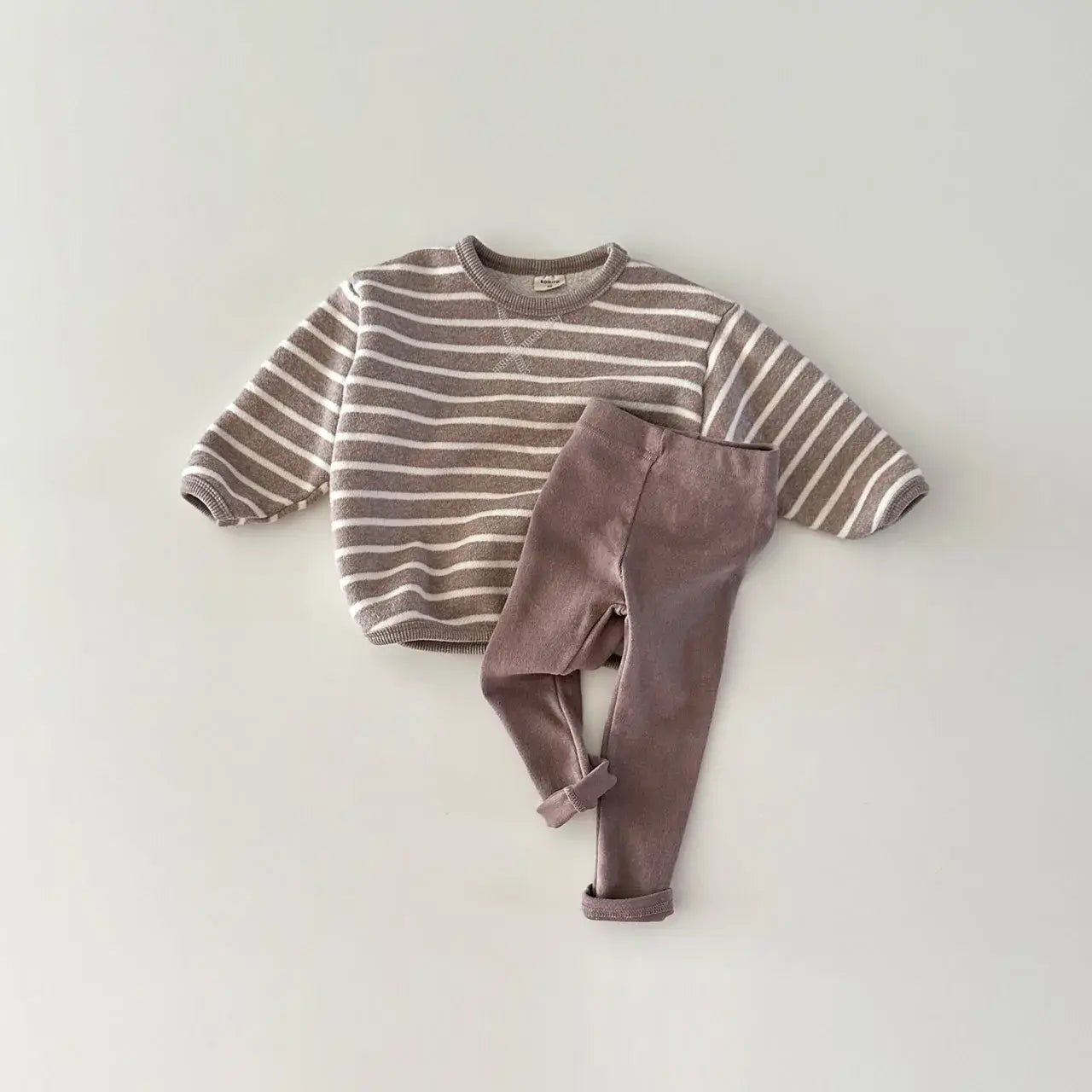Sherpa Vest + Striped Top + Leggings Set