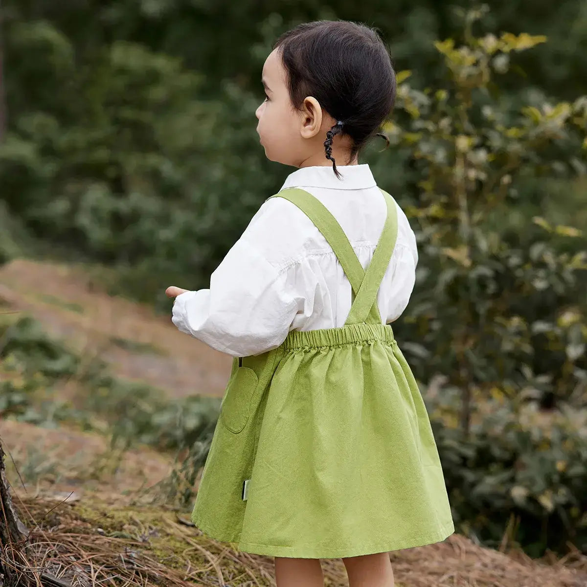Girls' Solid Suspender Dress