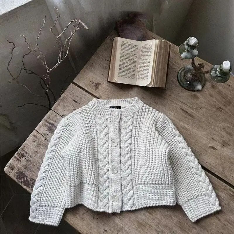 Long-Sleeved Solid Knitted Cardigan