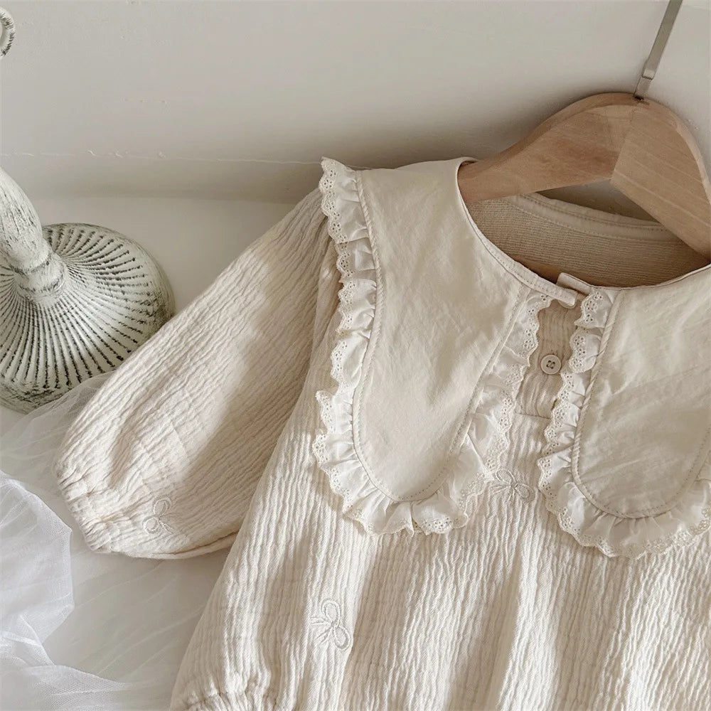 Large Lapel Lace Collar Romper