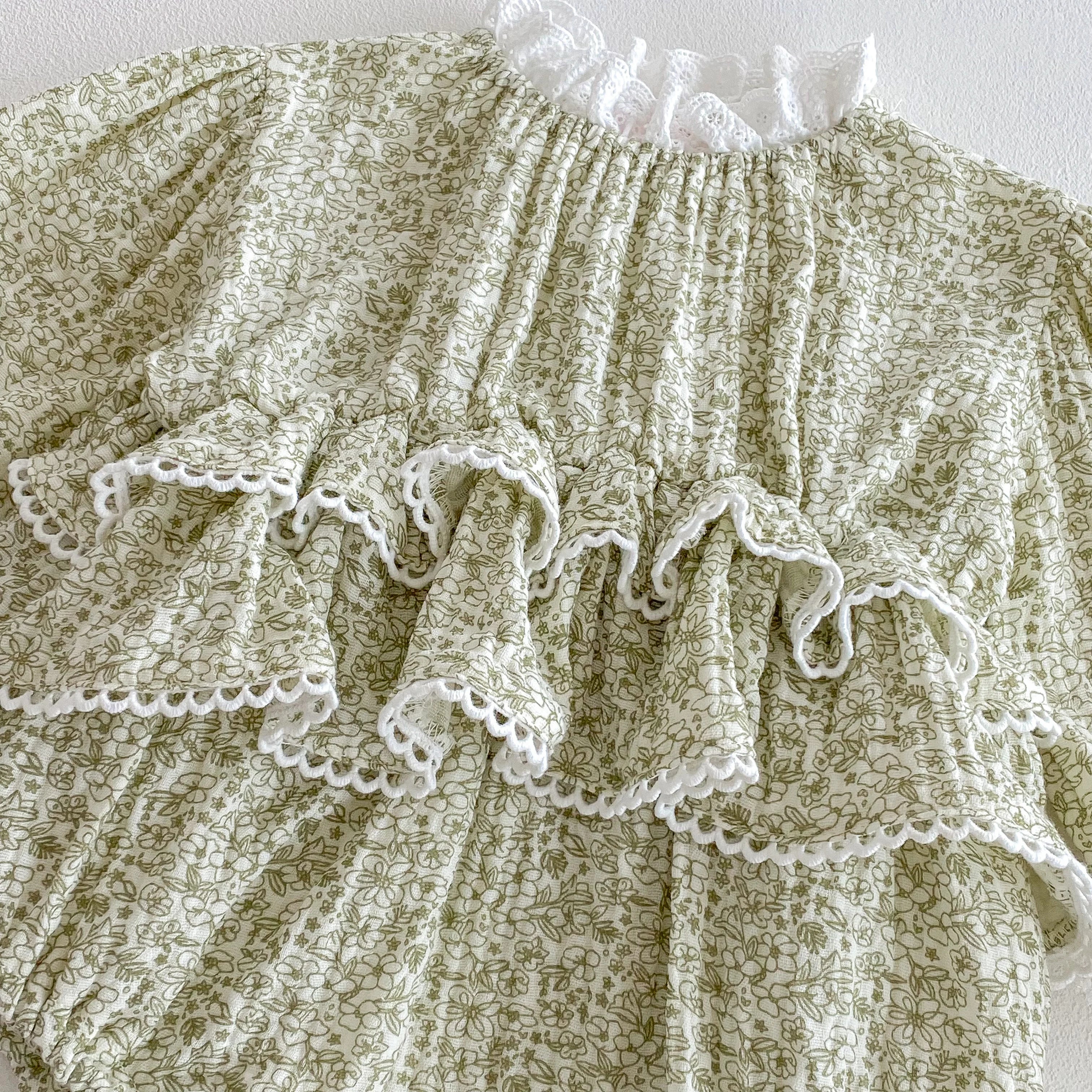 Girls Double-Layer Lace Romper