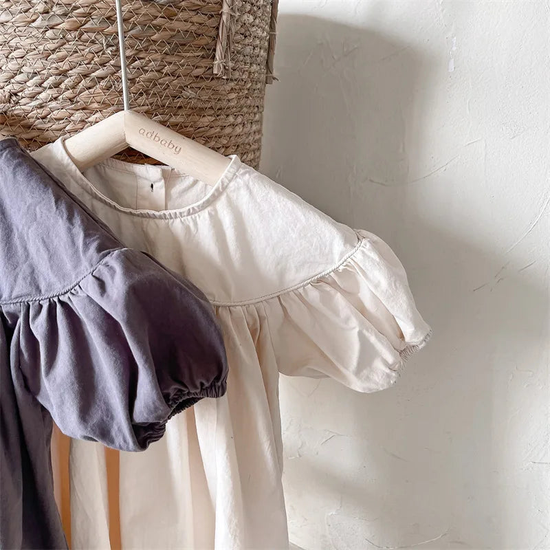 Puff-Sleeved Solid Dress