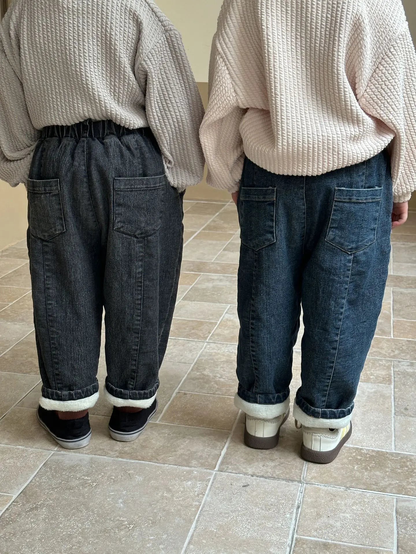 Warm Fleece Denim Kids Pants