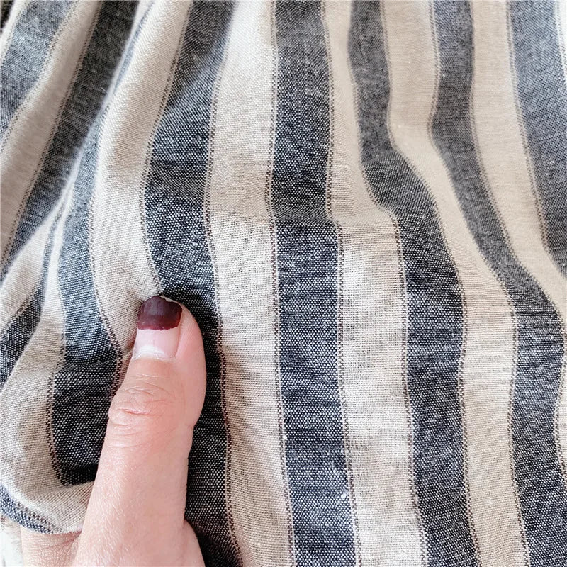 Retro Striped Calf-Length Ruffled Pants