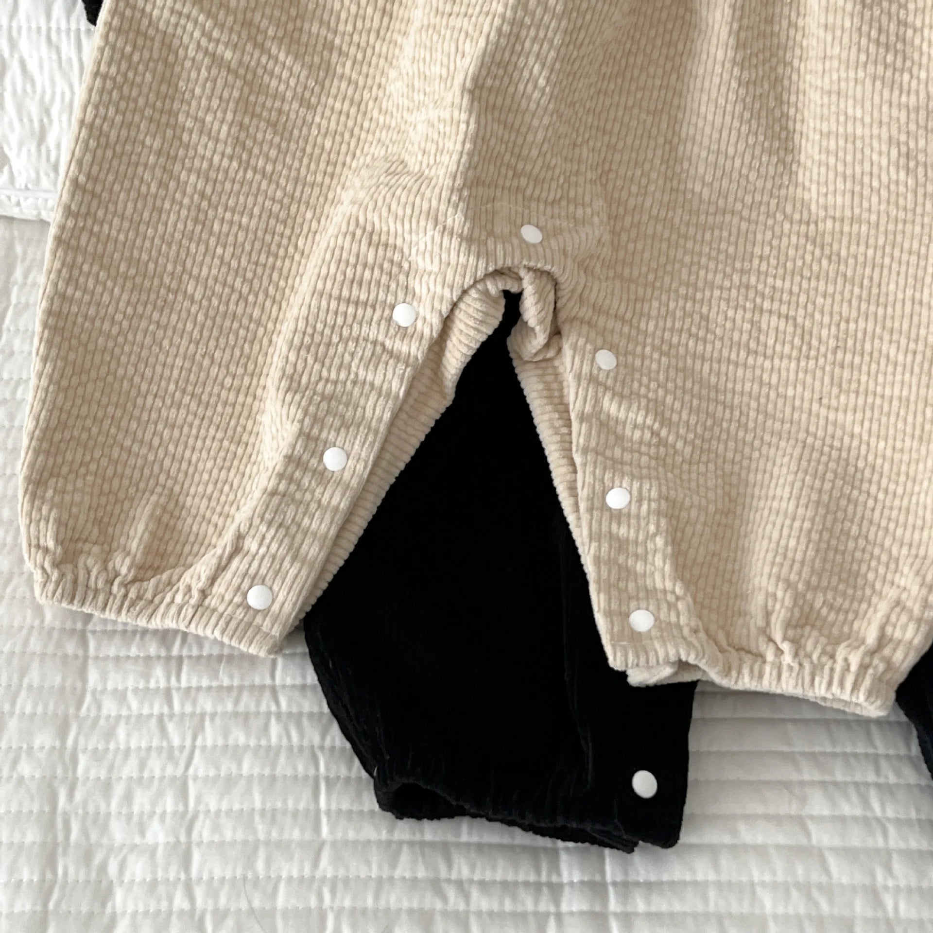 Corduroy Solid Long-Sleeved Collar Romper