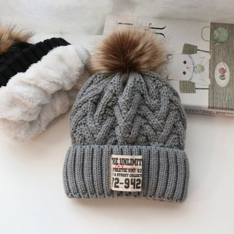 Knitted Kids Pompom Beanie