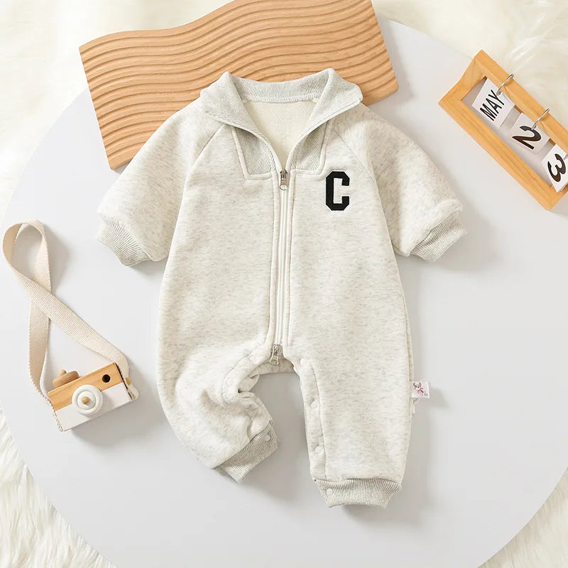 Thick Long-Sleeved Letter Romper