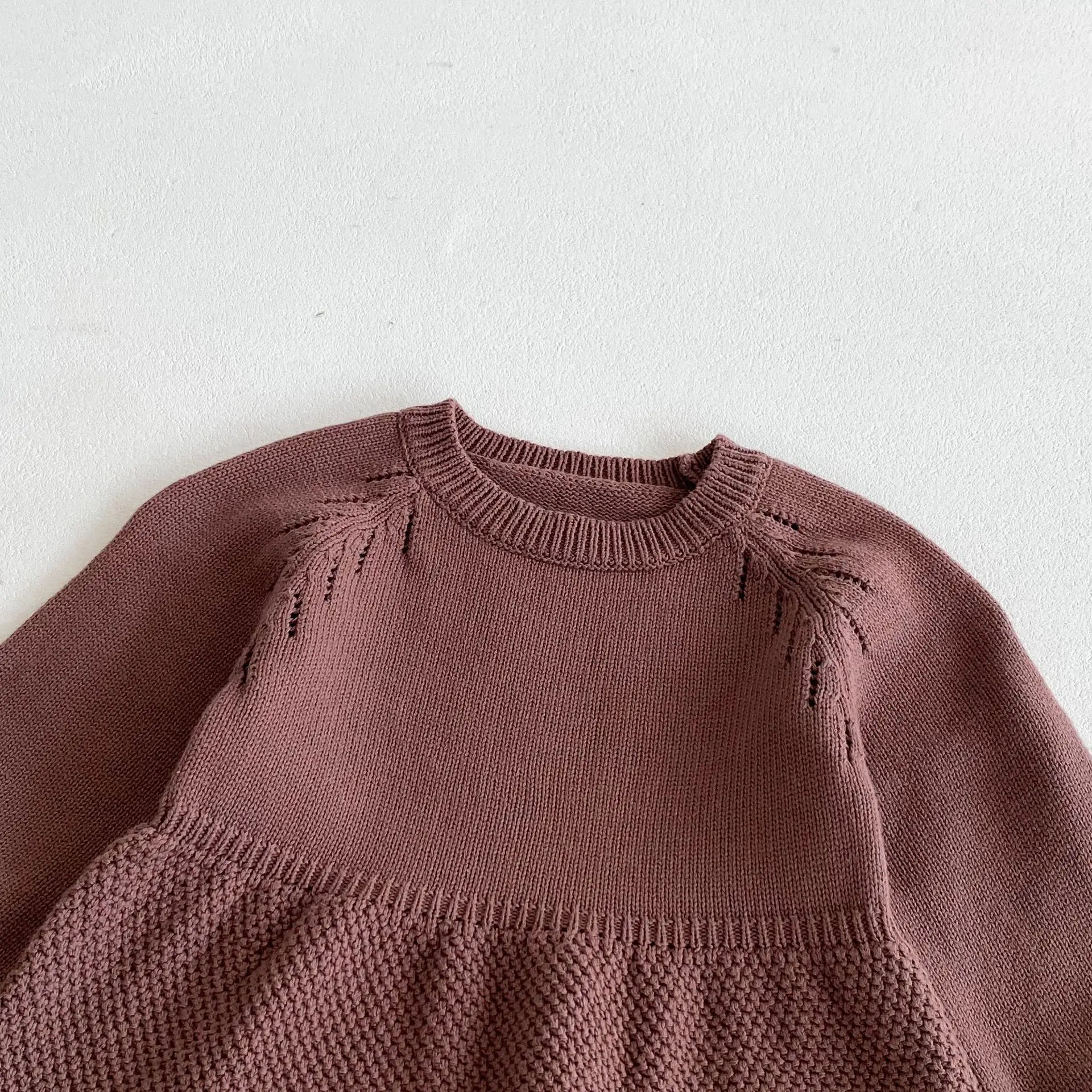 Girls' Autumn Long-Sleeved Coffee Knit Dress