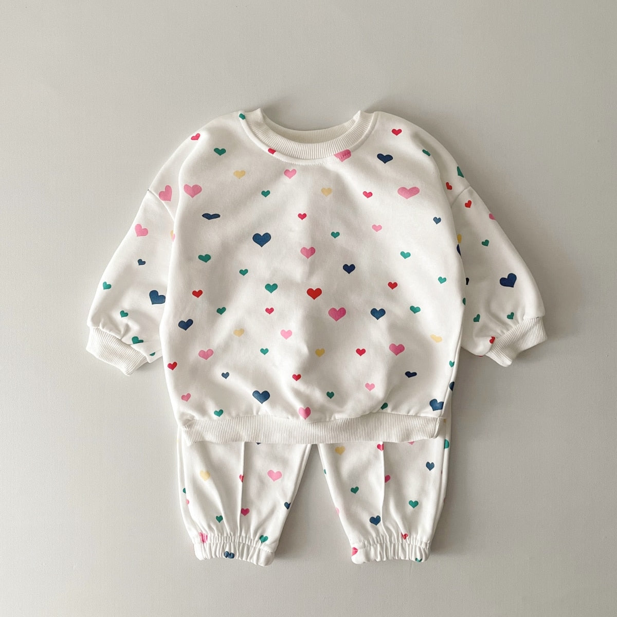 Little Heart Print Jogger Set
