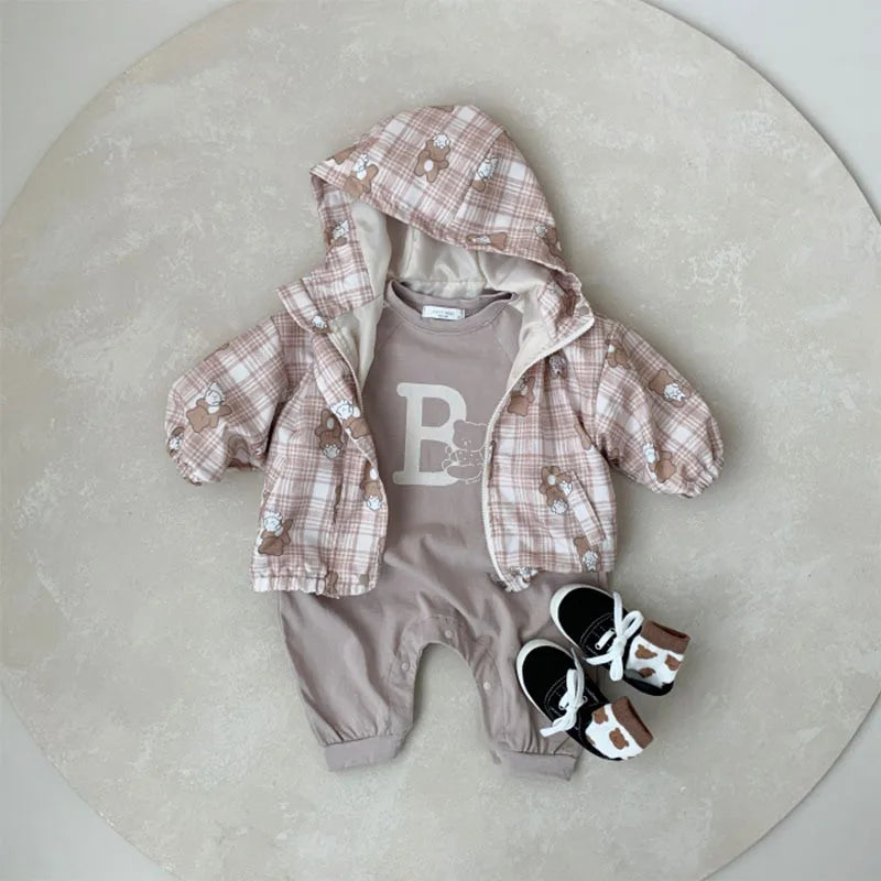 'B' Bear Long-Sleeved Romper