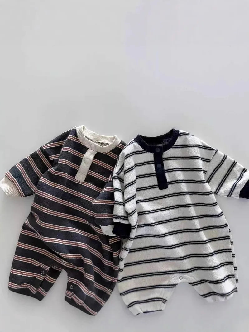 Long Sleeve Cozy Striped Romper