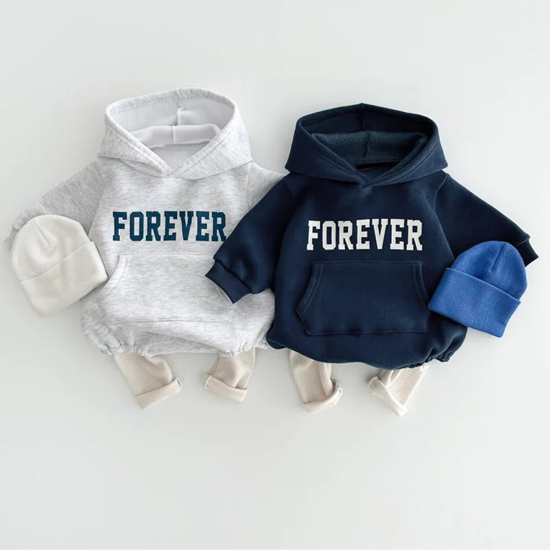 'FOREVER' Fleece-Lined Hooded Romper
