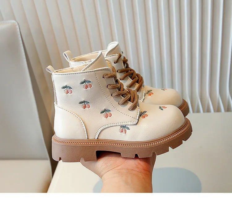 Girls' Embroidered Floral Boots