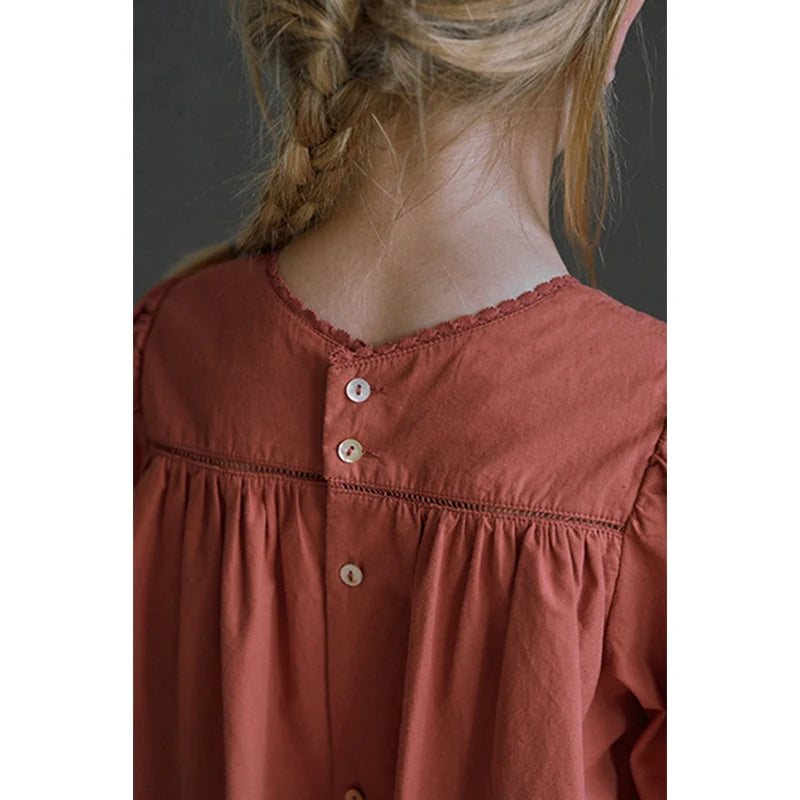 Vintage Square Neck Long-Sleeved Dress