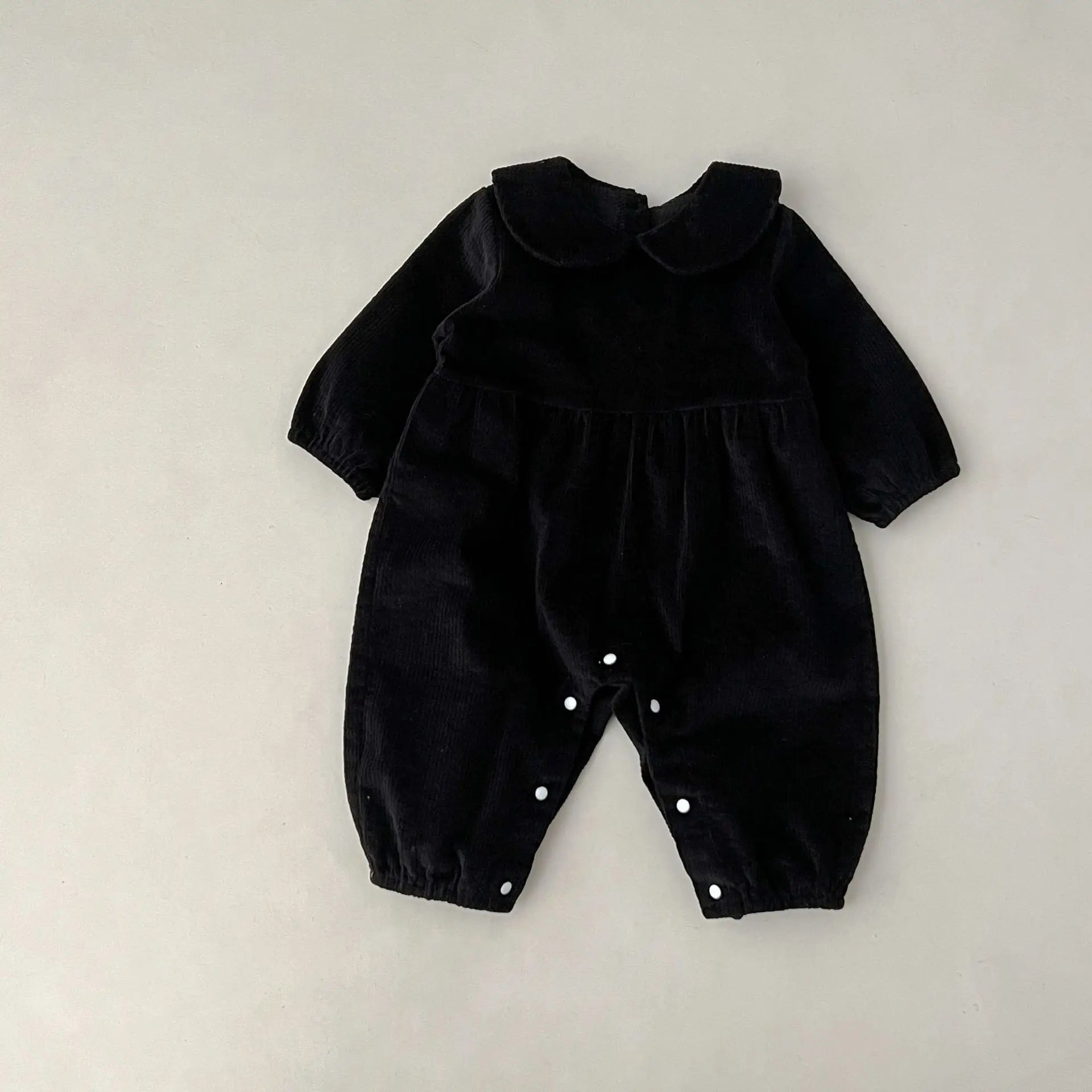 Corduroy Solid Long-Sleeved Collar Romper