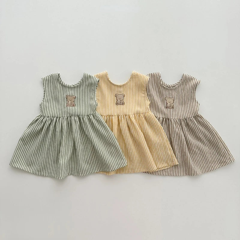 A-Line Striped Sleeveless Dress