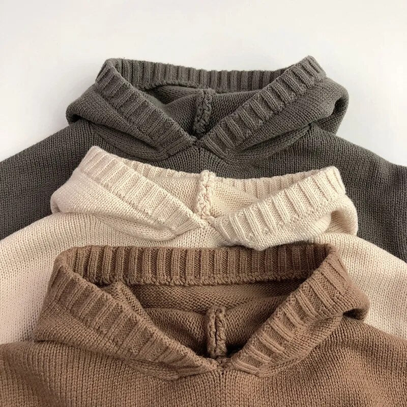 Hoodie Knit Front Pocket Loose Pullover