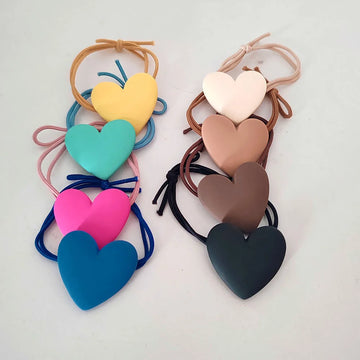 Heart-Shaped Colored Girl's Hair Ties (4-Piece)