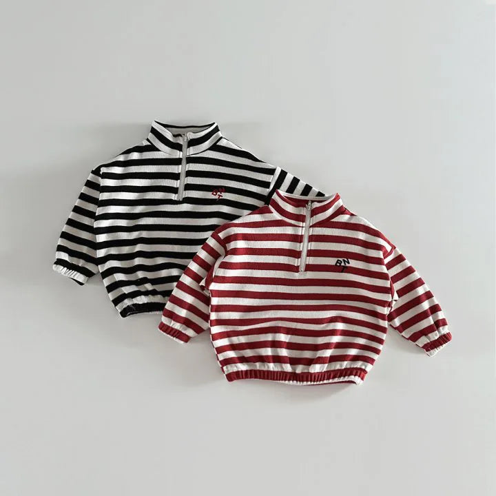 Half-Zip Striped Sweatshirt