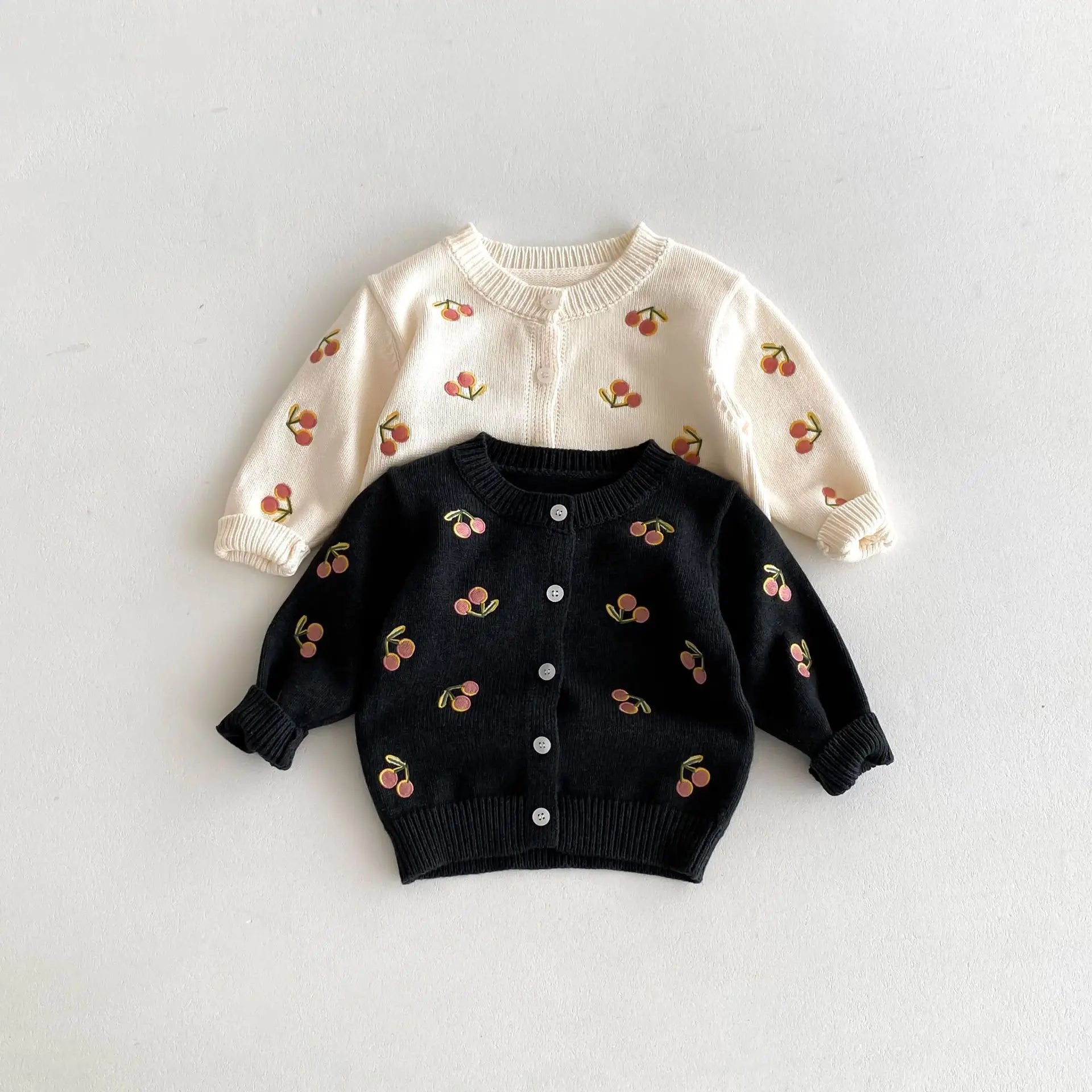 Cherry Embroidered Knit Cardigan