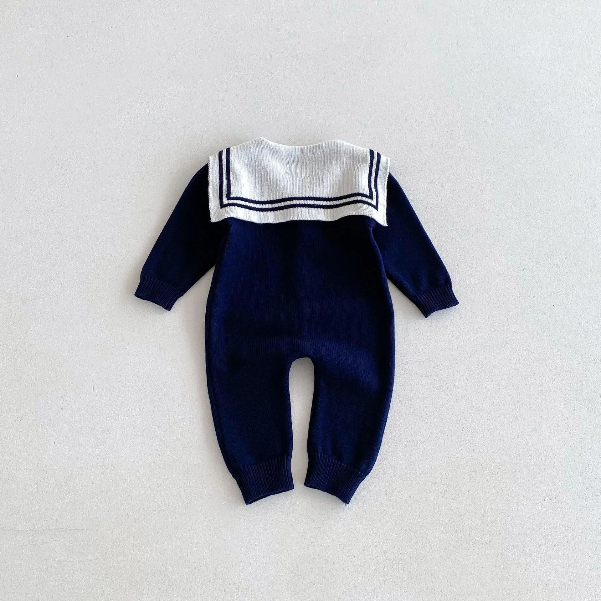 Navy Collar Knit Romper