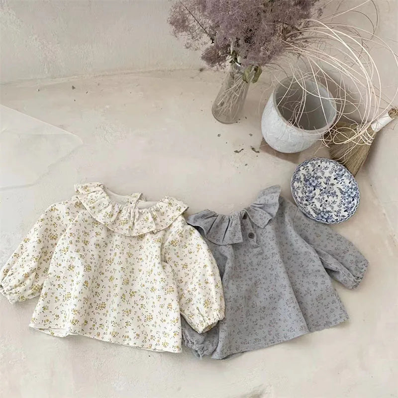 Vintage Floral Ruffle Collar Blouse